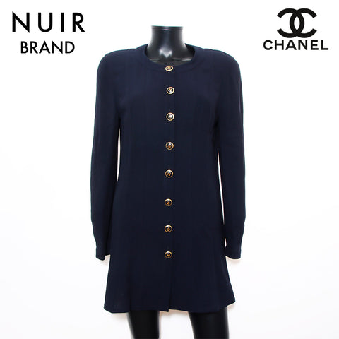 Chanel Chanel Wool Coco Button Taille: 42 93p 1993 One Piece Navy WS11844