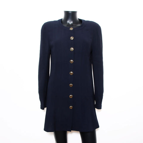 Chanel Chanel Wool Coco Button Taille: 42 93p 1993 One Piece Navy WS11844