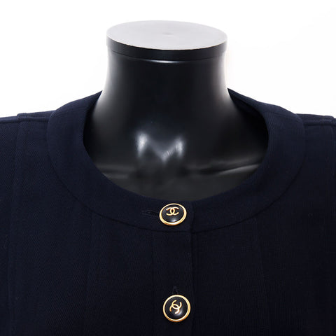 Chanel Chanel Wool Coco Button Taille: 42 93p 1993 One Piece Navy WS11844