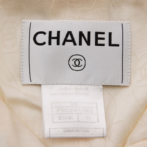 Chanel Chanel Taille: 38 Denim de bouton de coco tweed 07p 2007 Veste blanche WS11846