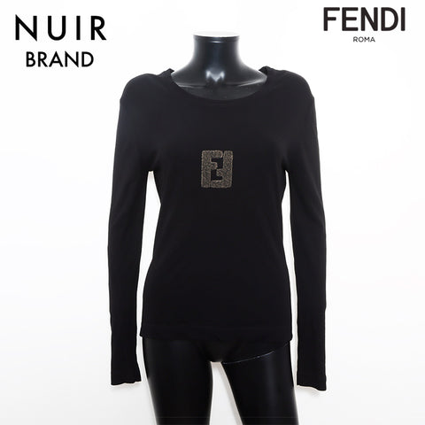 FENDI Size:42 Logo 1980s Long Sleeve Shirt Black WS11847