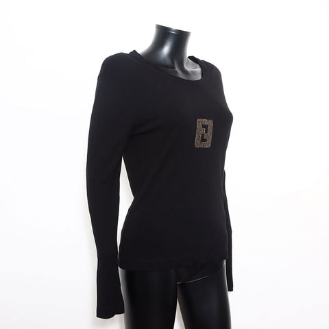 FENDI Size:42 Logo 1980s Long Sleeve Shirt Black WS11847