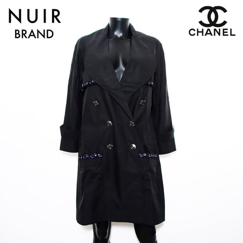 Chanel Size:40 Trench Coco Button Coat Coat Black WS11848