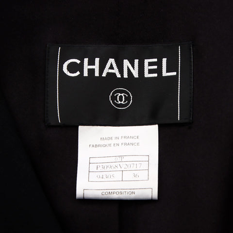 シャネル CHANEL Size:36 ココボタン 07P 2007年 切りっぱなし ジャケット ブラック WS11849