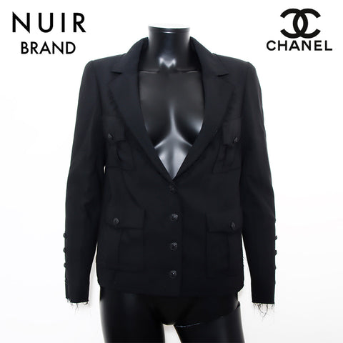 Chanel Chanel Größe: 36 Coco-Taste 07p 2007 Cut-Off Jacke Schwarz WS11849