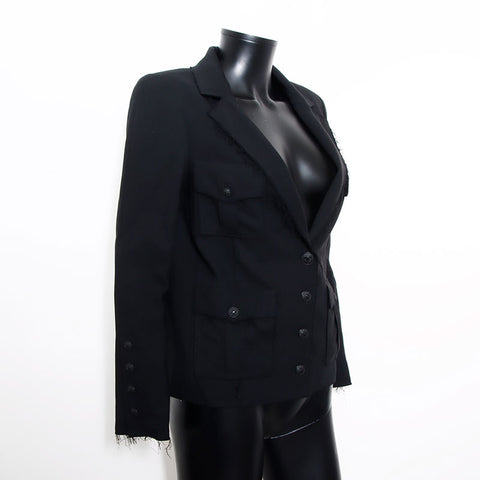 Chanel CHANEL Size:36 Coco Button 07P 2007 Cut-off Jacket Black WS11849