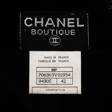 Chanel CHANEL Size:42 Coco Button 96P Short Sleeve 1996 Dress Black WS11850