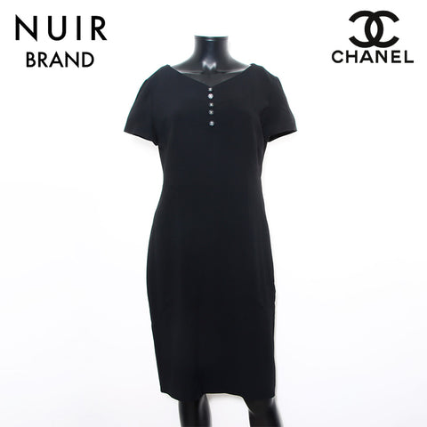 Chanel Chanel Größe: 42 Coco Button 96p Kurzarm 1996 Kleid Schwarz WS11850