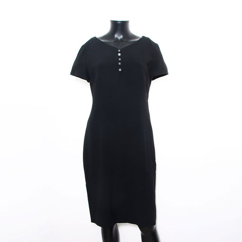 Chanel CHANEL Size:42 Coco Button 96P Short Sleeve 1996 Dress Black WS11850