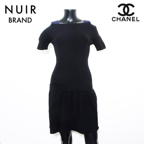 Chanel Size:34 Cashmere blend Short sleeve knit dress Black WS11852