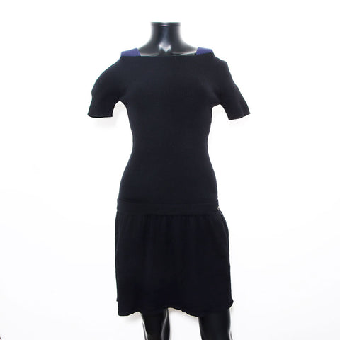 Chanel Size:34 Cashmere blend Short sleeve knit dress Black WS11852