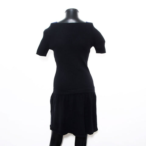 Chanel Size:34 Cashmere blend Short sleeve knit dress Black WS11852