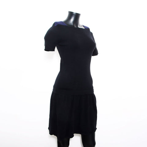 Chanel Size:34 Cashmere blend Short sleeve knit dress Black WS11852