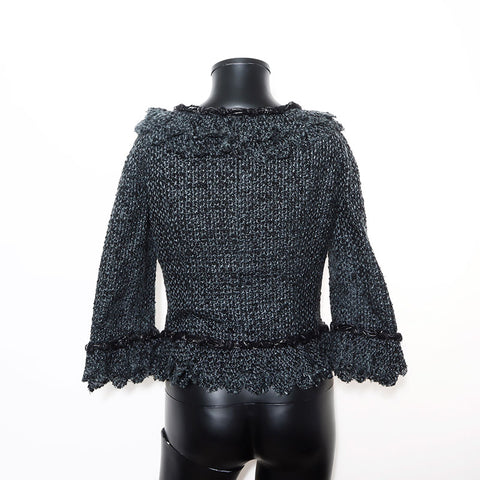 香奈儿大小：38 06a 2006 Tweed Glitter无领夹克蓝色WS11855