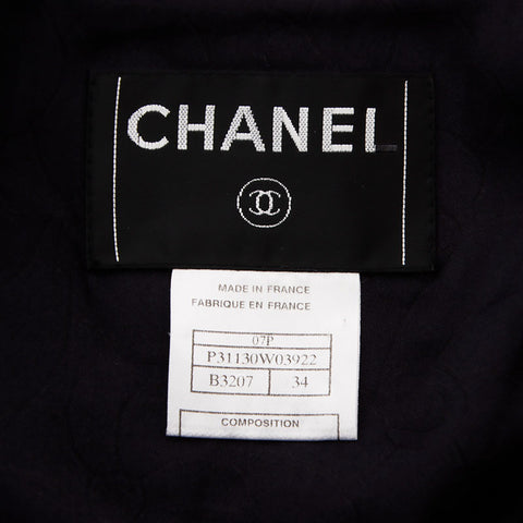 Chanel Chanel Taille: 34 Bouton de coco tweed 07p 2007 Veste Navy WS11858