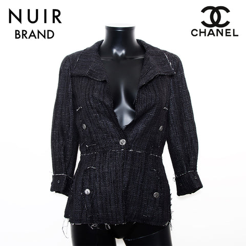 Chanel CHANEL Size:34 Tweed Coco Button 07P 2007 Jacket Navy WS11858