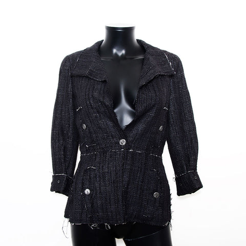 Chanel Chanel Größe: 34 Tweed Coco Button 07p 2007 Jacke Navy WS11858