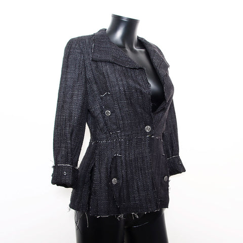 Chanel Chanel Taille: 34 Bouton de coco tweed 07p 2007 Veste Navy WS11858