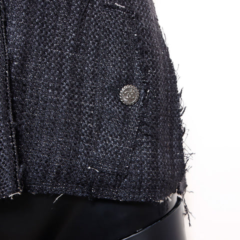 Chanel CHANEL Size:34 Tweed Coco Button 07P 2007 Jacket Navy WS11858