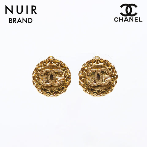 Chanel Chanel Cocomark 95p 1995 boucles d'oreilles rondes Gold WS11862