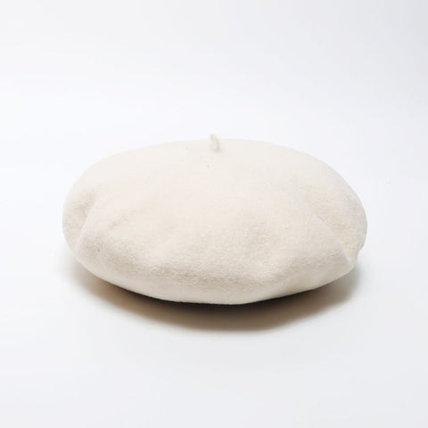CHANEL Wool COCO Mark Camellia beret beige WS11870