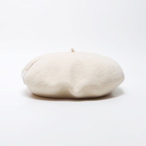 CHANEL Wool COCO Mark Camellia beret beige WS11870