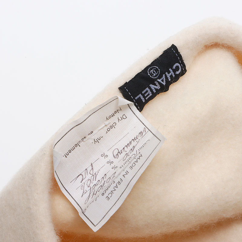 シャネル CHANEL ウール ココマーク カメリア ベレー帽 ベージュ