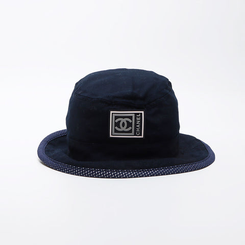 CHANEL Bucket Hat Size:M Sports Line COCO Mark hat Navy WS11871