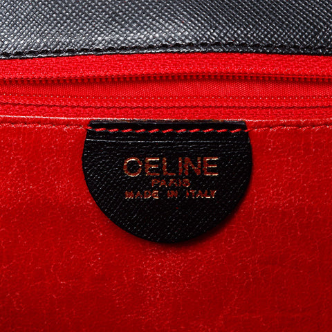 セリーヌ CELINE レザー ロゴ ハンドバッグ ブラック WS11872