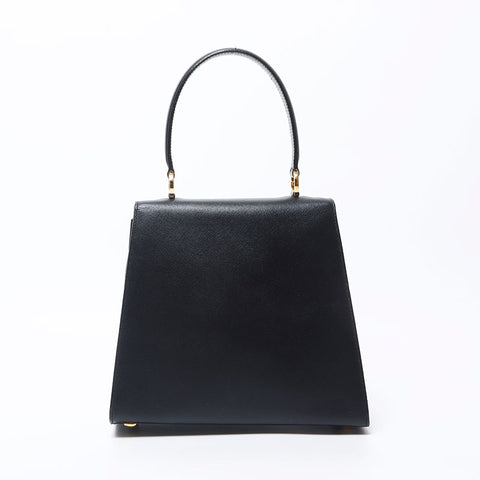 セリーヌ CELINE レザー ロゴ ハンドバッグ ブラック WS11872