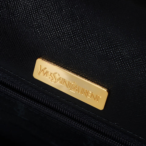 イヴ・サンローラン YVES SAINT LAURENT ロゴ レザー ワンショルダー ハンドバッグ ブラック WS11875