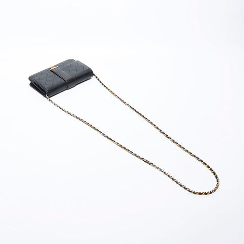 Chanel Chanel Nr. 27 2018-2019 Wildstich-Ketten-Wallet-Umhängetasche Schwarz WS11877