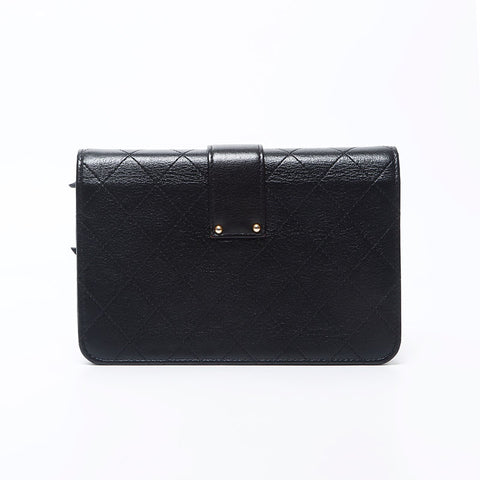 Chanel Chanel Nr. 27 2018-2019 Wildstich-Ketten-Wallet-Umhängetasche Schwarz WS11877
