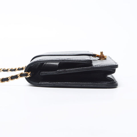 Chanel Chanel Nr. 27 2018-2019 Wildstich-Ketten-Wallet-Umhängetasche Schwarz WS11877