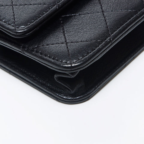 Chanel Chanel Nr. 27 2018-2019 Wildstich-Ketten-Wallet-Umhängetasche Schwarz WS11877