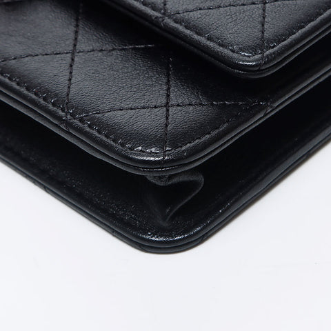 Chanel Chanel Nr. 27 2018-2019 Wildstich-Ketten-Wallet-Umhängetasche Schwarz WS11877