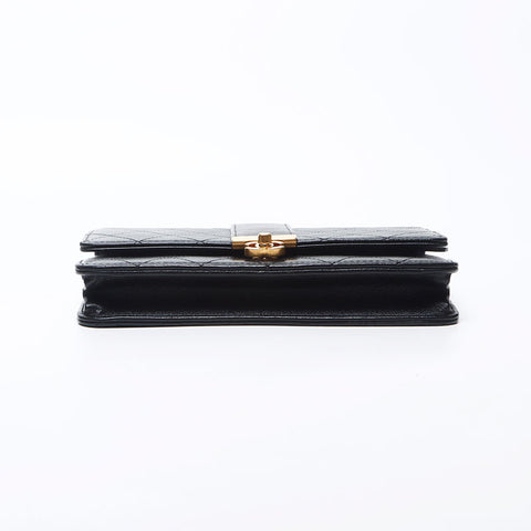 Chanel Chanel Nr. 27 2018-2019 Wildstich-Ketten-Wallet-Umhängetasche Schwarz WS11877