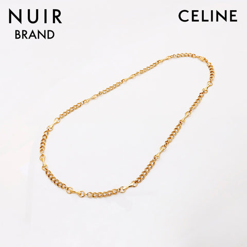 Celine Carriage Metall Armaturen Logo Kette Halskette Gold WS11892