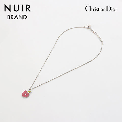 クリスチャンディオール Christian Dior 林檎 アップル ロゴ ネックレス シルバー WS11898