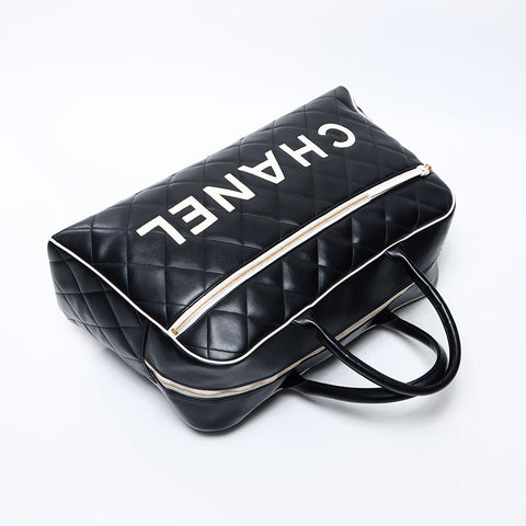 Chanel CHANEL Matelasse Logo Boston Bag Black WS11905