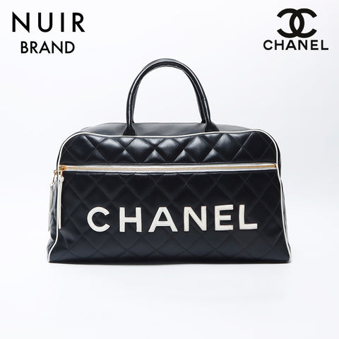 Chanel CHANEL Matelasse Logo Boston Bag Black WS11905