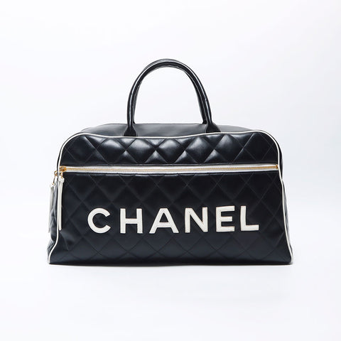 Chanel CHANEL Matelasse Logo Boston Bag Black WS11905
