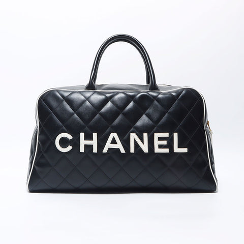 Chanel CHANEL Matelasse Logo Boston Bag Black WS11905