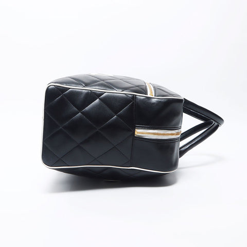 Chanel CHANEL Matelasse Logo Boston Bag Black WS11905