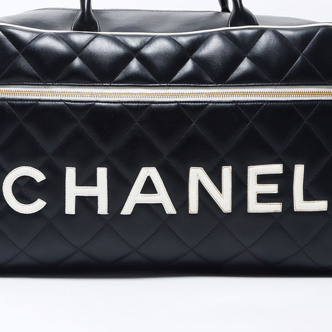 Chanel CHANEL Matelasse Logo Boston Bag Black WS11905
