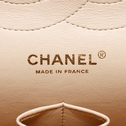 Chanel Chanel Matelasse Jumbo Deca Matelasse Caviar皮肤双重襟翼2012-2013肩袋米色WS11908