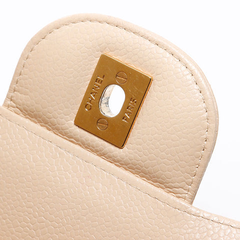 Chanel Chanel Matelasse Jumbo Deca Matelasse Caviar皮肤双重襟翼2012-2013肩袋米色WS11908