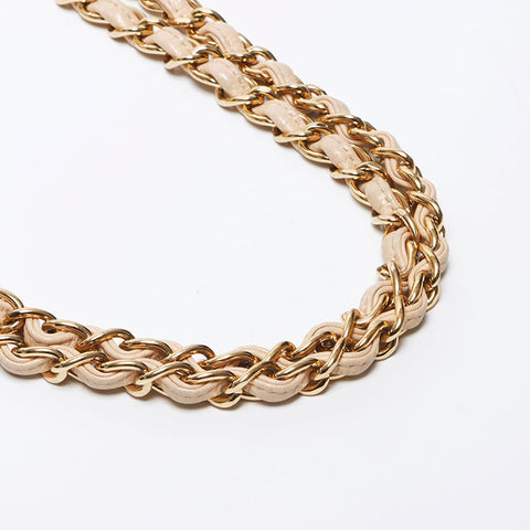 Chanel Chanel Matelasse Jumbo Deca Matelasse Caviar皮肤双重襟翼2012-2013肩袋米色WS11908