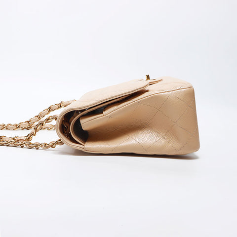 Chanel Chanel Matelasse Jumbo Deca Matelasse Caviar皮肤双重襟翼2012-2013肩袋米色WS11908