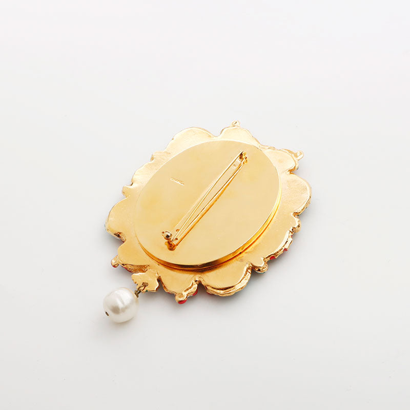 シャネル CHANEL エナメル ペンダント ロケット ブローチ マルチカラー